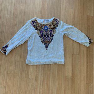 Three Flaggs Sequin and Silk Top
